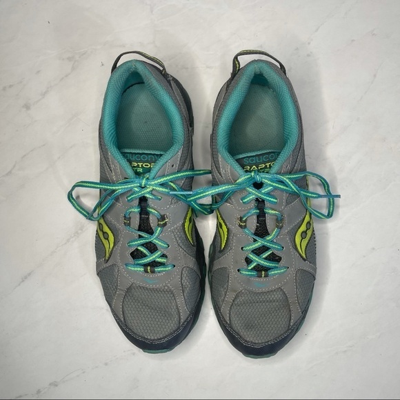 Saucony Raptor TR 2 Gray Green Lace Up Running Shoes Size 10.5 - Picture 2 of 8